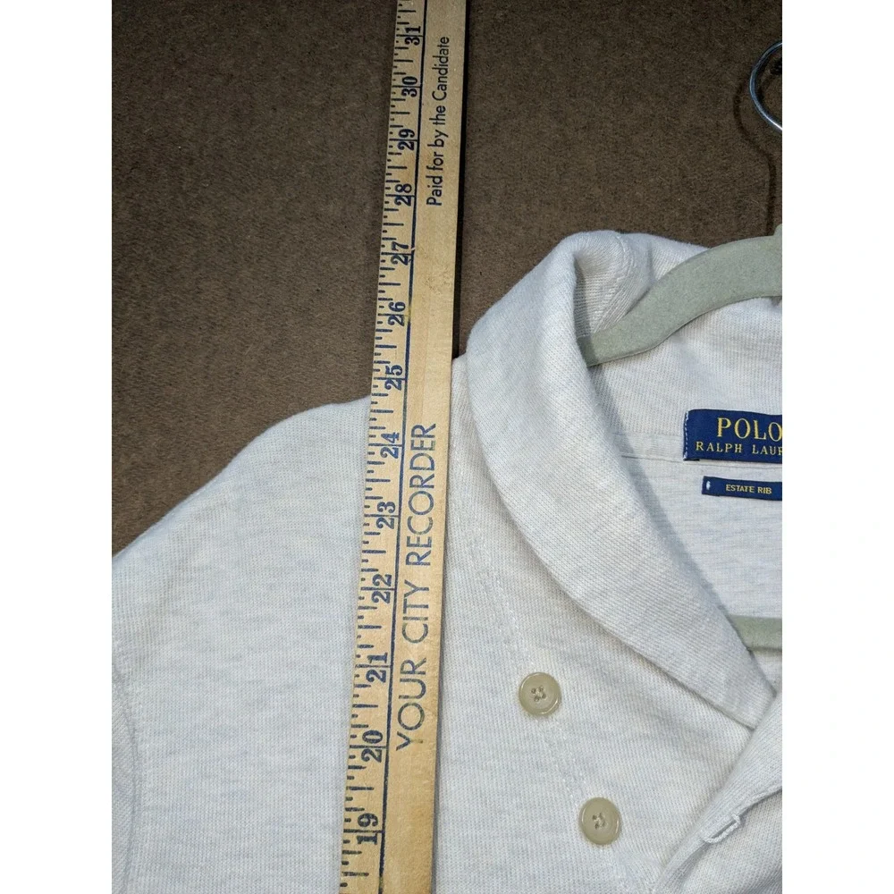 Polo Ralph Lauren Mens Estate Rib Shawl Collar Sweatshirt Cream Oatmeal Medium